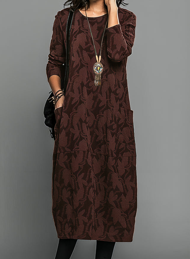 Janna - Leaf Print Midi Dress