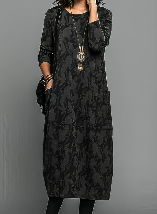 Ciska - Leaf-Print Midi Dress