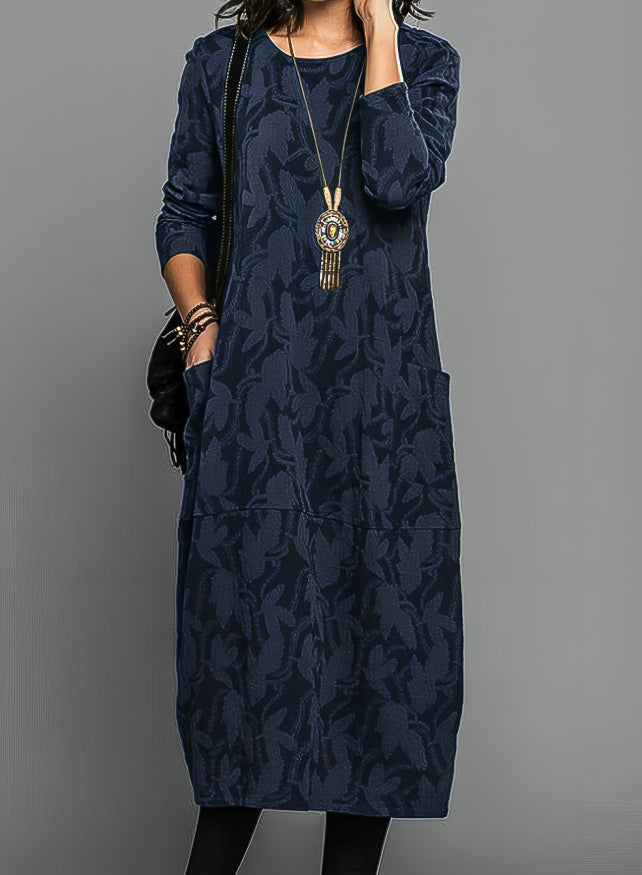 Janna - Leaf Print Midi Dress