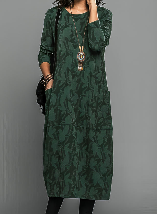 Ciska - Leaf-Print Midi Dress
