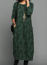 Ciska - Leaf-Print Midi Dress