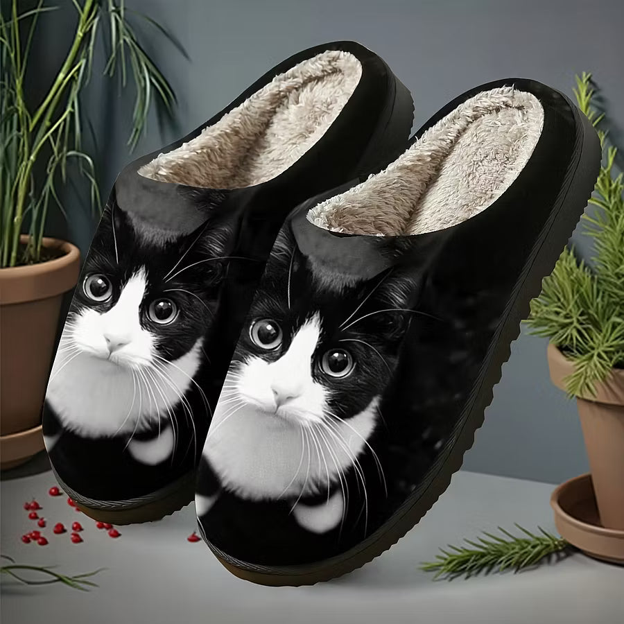 Zita - Ultra-Soft Cat-Print Slip-On Slippers