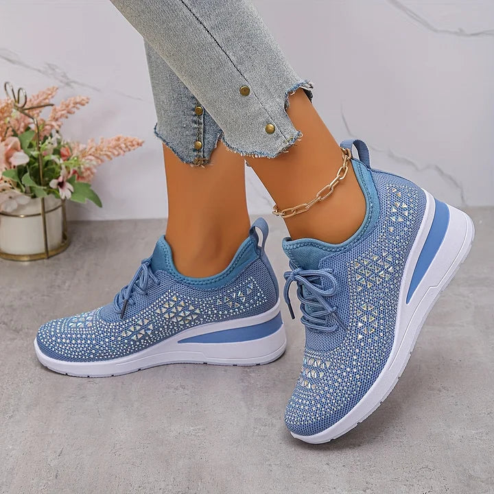 Lilia - Rhinestone-Embellished Wedge Trainers