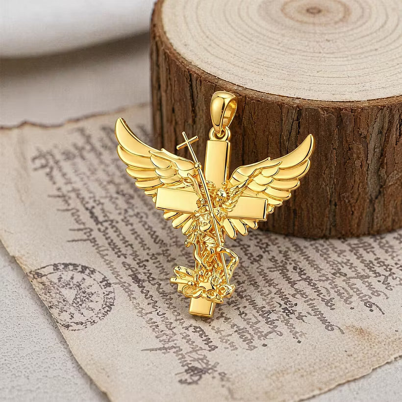 Klaus - Winged Angel Cross Pendant Necklace