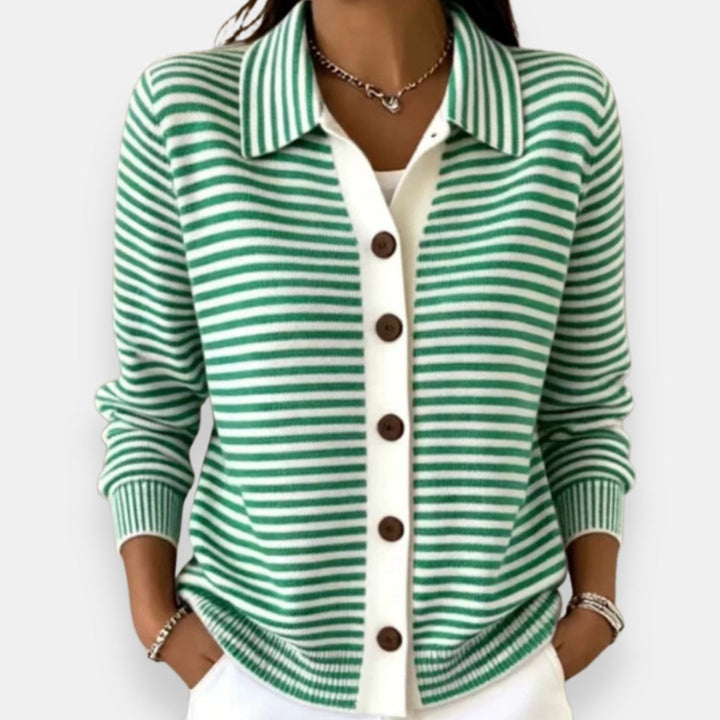 Yola - Striped Button-Front Cardigan