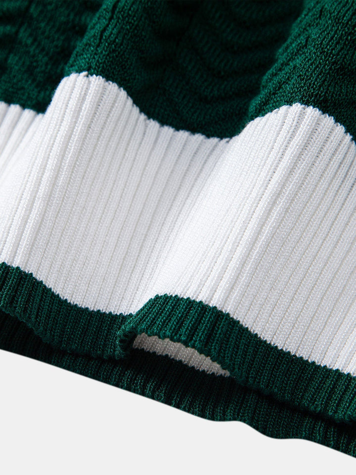 Arleno - Textured V-Neck Knit Polo
