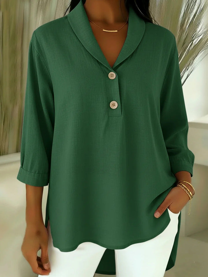 Claire - Soft-Touch V-Neck Button Blouse