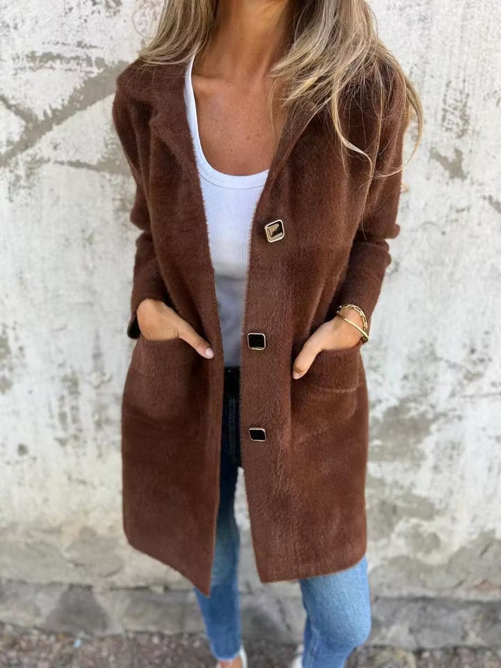 Fia - Soft Touch Button Front Longline Coat