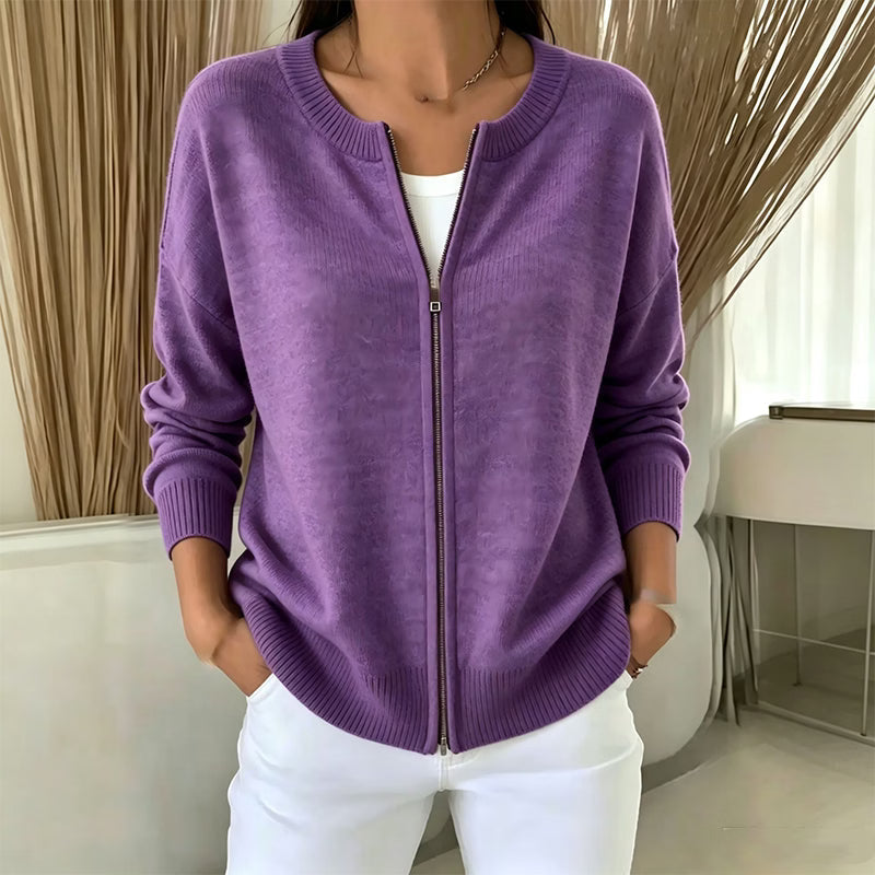Xyla - Relaxed Fit Knitted Zip Jacket