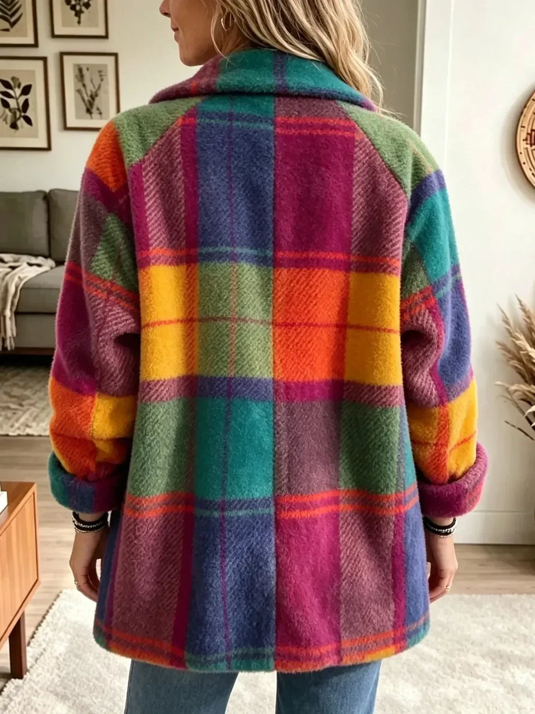 Apollonia - Plush Oversized Checked Jacket