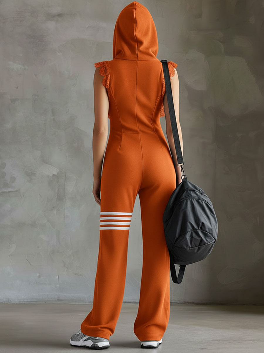Brisa - Soft-Touch Sleeveless Hooded Jumpsuit
