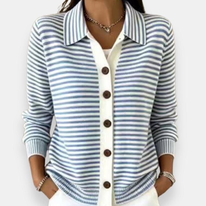 Celene - Fine-Knit Striped Cardigan