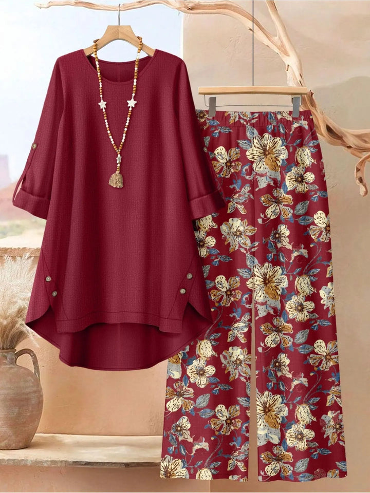 Rosette - Breezy Layered Tunic & Wide-Leg Trousers Set