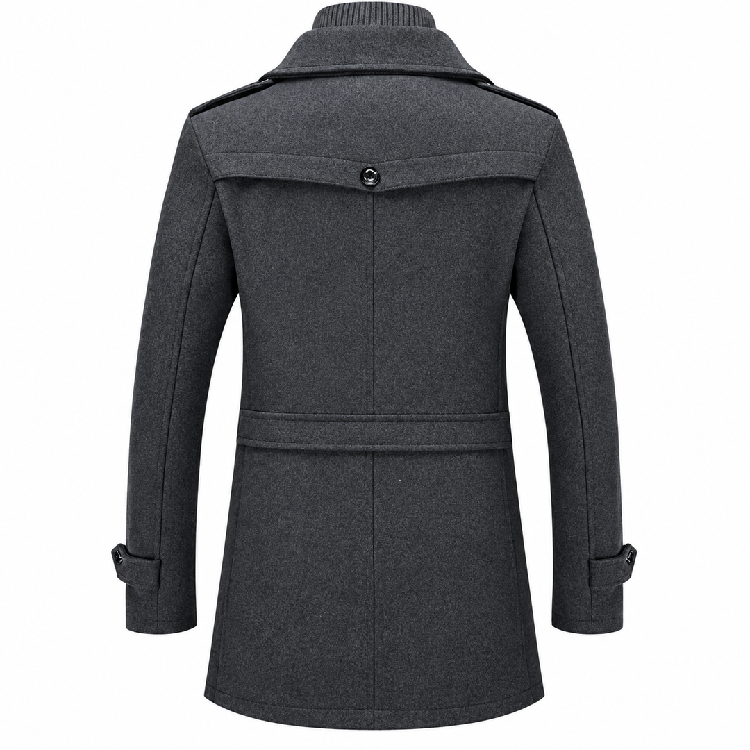 Davin - Layered High Neck Mid Length Coat