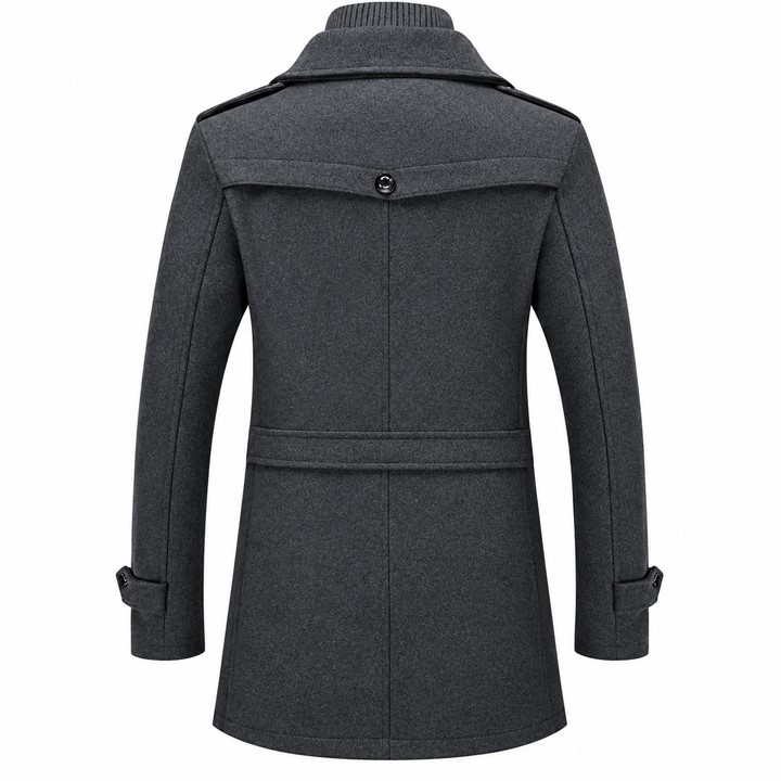 Davin - Layered High Neck Mid Length Coat