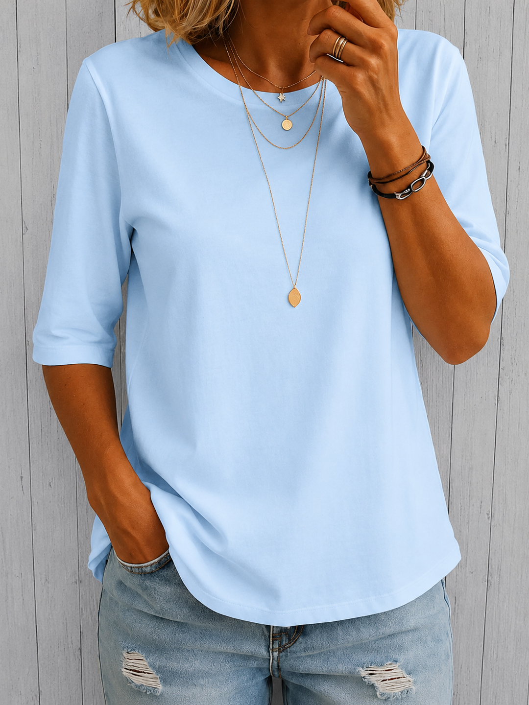 Isara - Soft-Touch Mid-Sleeve T-Shirt