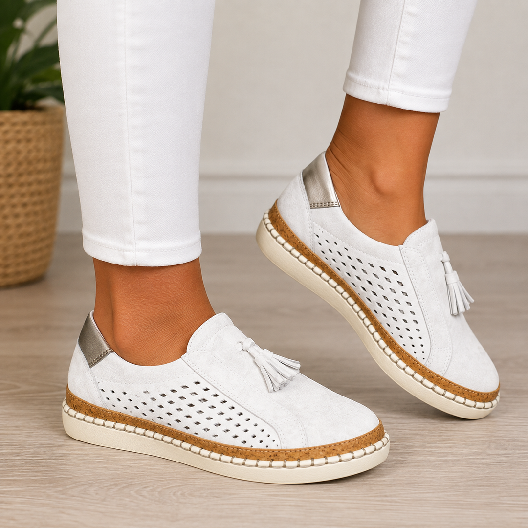 Anceline - Perforated Tassel Comfort Sneakers