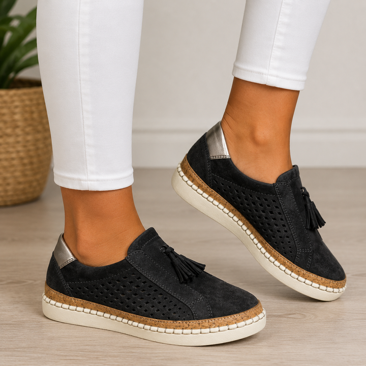 Anceline - Perforated Tassel Comfort Sneakers