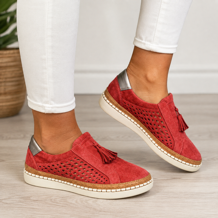 Anceline - Perforated Tassel Comfort Sneakers