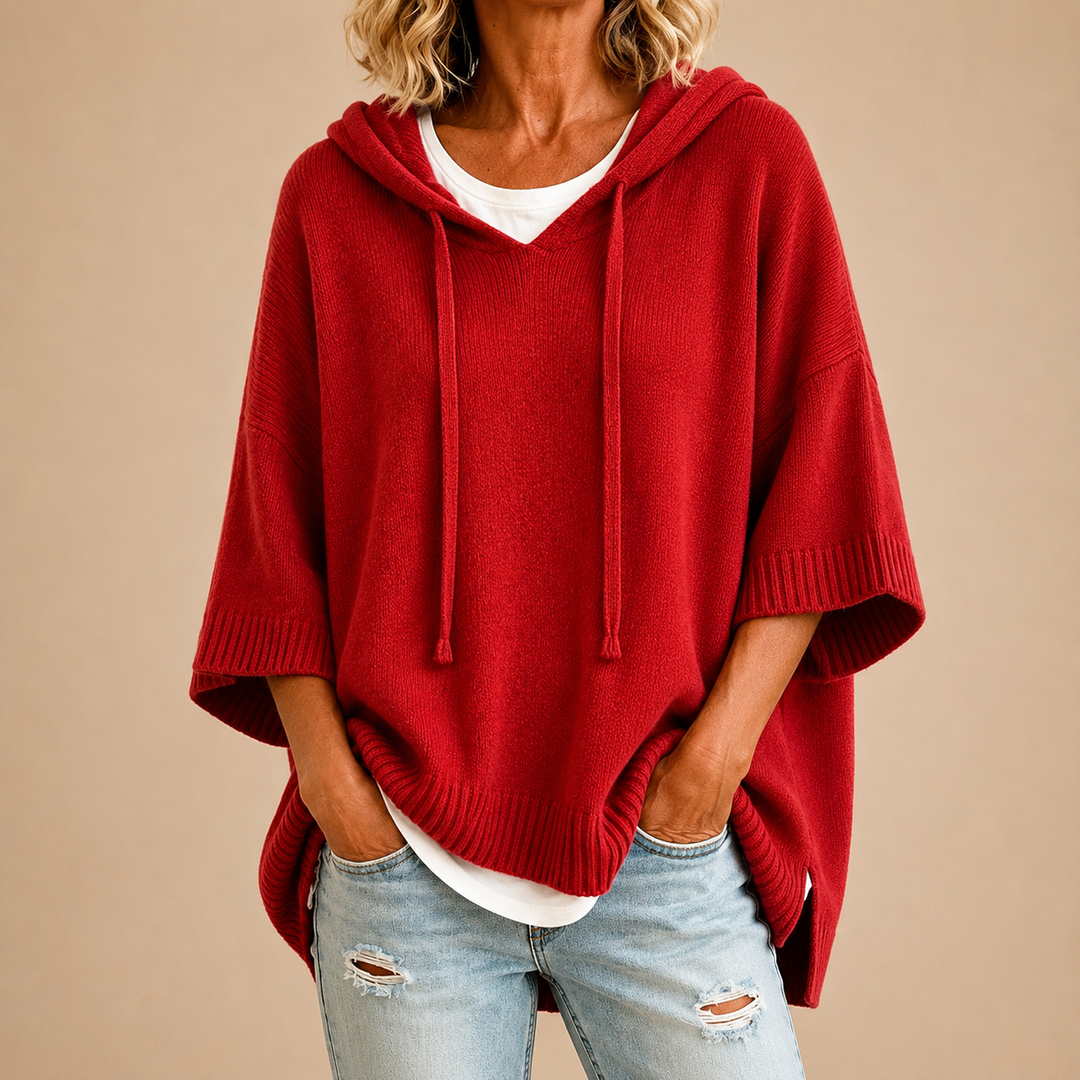 Delavique - Oversized Hooded Knit Sweater