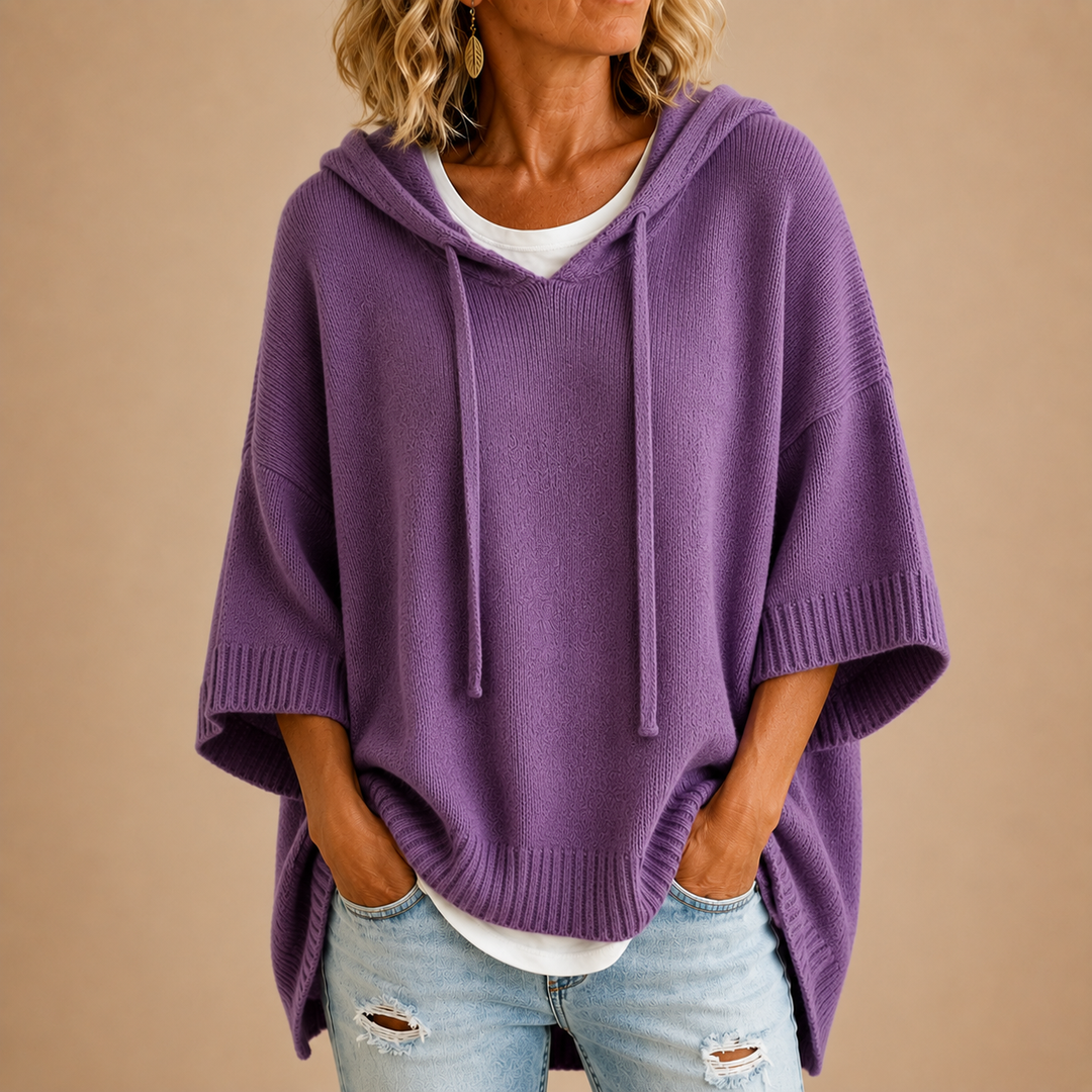 Delavique - Oversized Hooded Knit Sweater