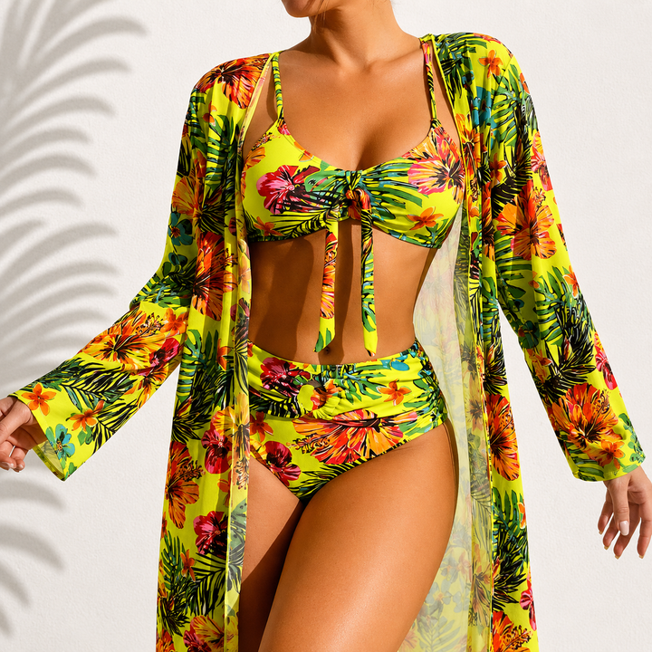 Brialise - Sculpting High-Waisted Bikini & Kimono Set
