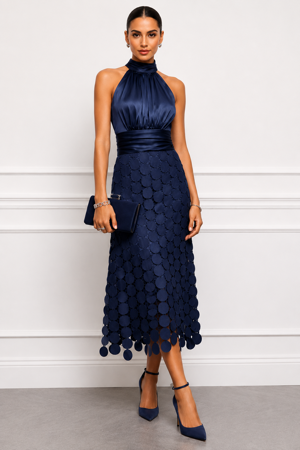 Amabel - Luxe Halter Midi Dress