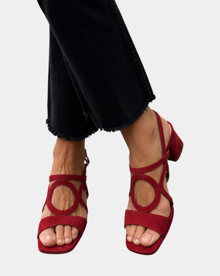 Florette - Cutout Strap Block Heel Sandals