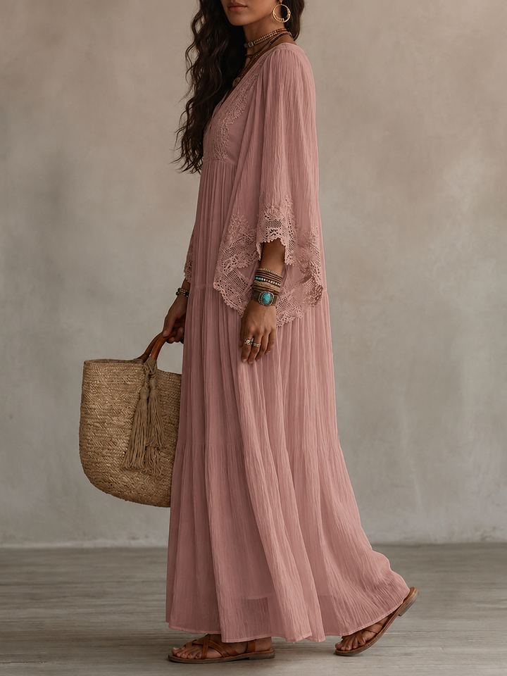 Aerinne - Airy Pleated Maxi Dress