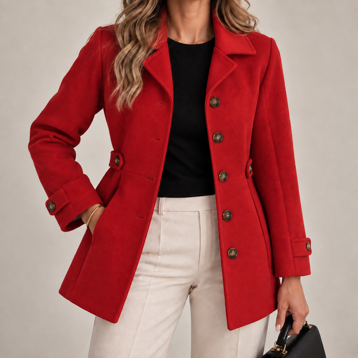 Romy - Tailored Button Front Mid Length Coat