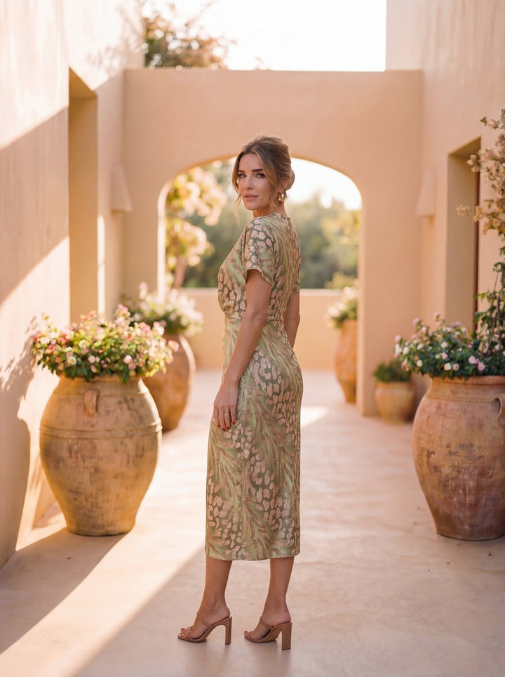 Selina - Draped Knot-Waist Dress