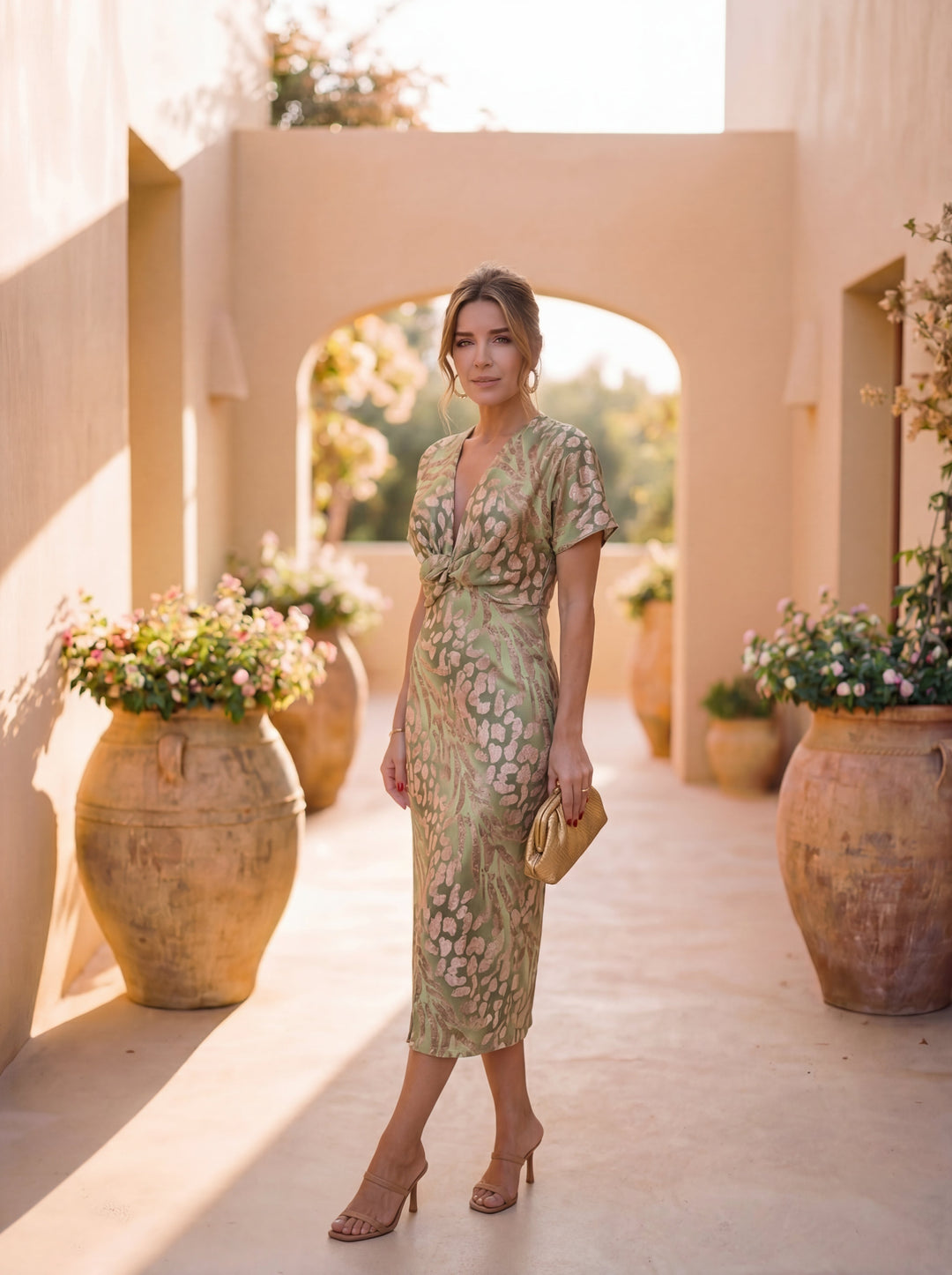 Selina - Draped Knot-Waist Dress