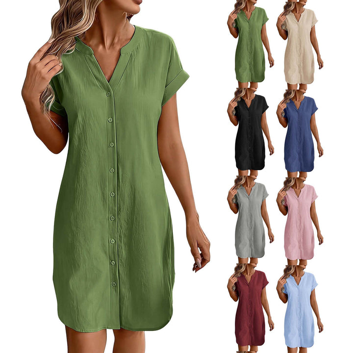 Ainslea - Textured Mini Shirt Dress