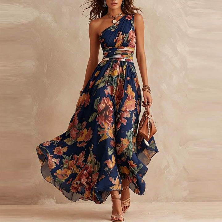 Alisa - Ethereal One-Shoulder Floral Maxi Dress