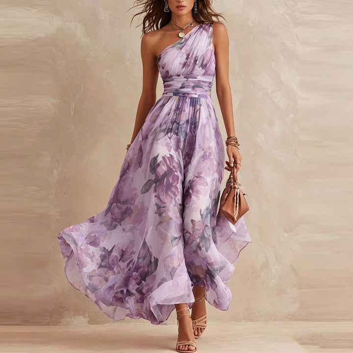 Alisa - Ethereal One-Shoulder Floral Maxi Dress