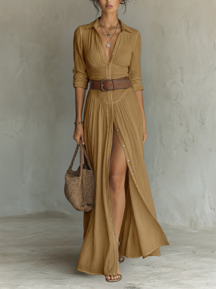 Velina - Flowing Pleated Maxi Dress