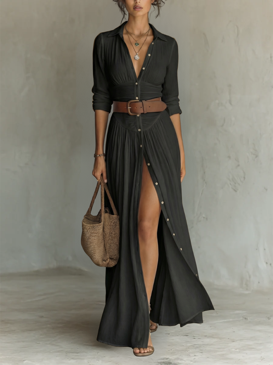 Velina - Flowing Pleated Maxi Dress