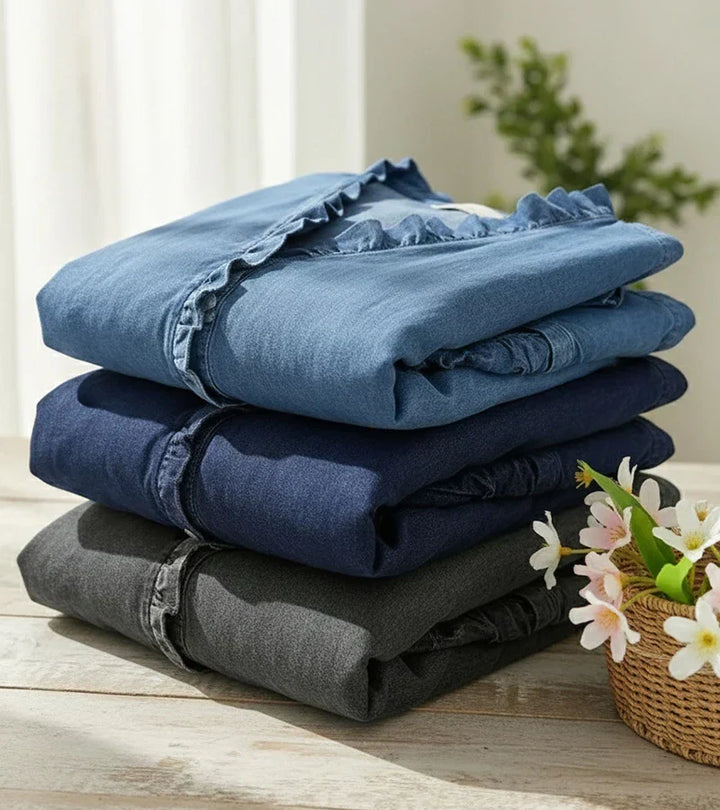 Aelyssa - Soft-Touch Ruffle V-Neck Blouse