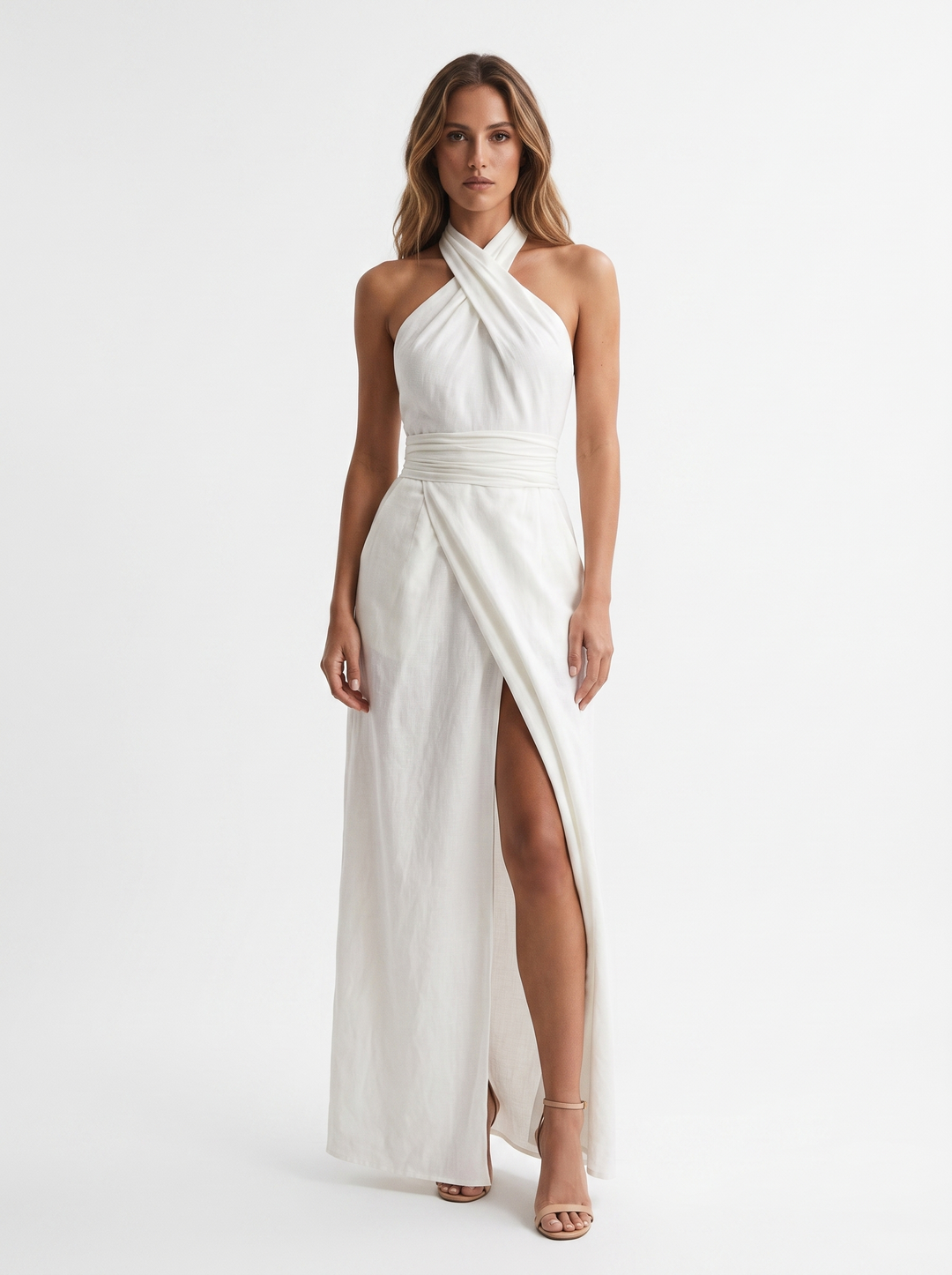 Novalyn - Sculptural Halter Evening Dress