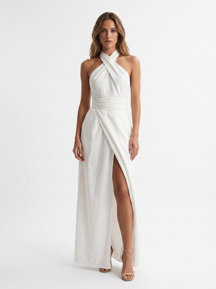 Novalyn - Sculptural Halter Evening Dress