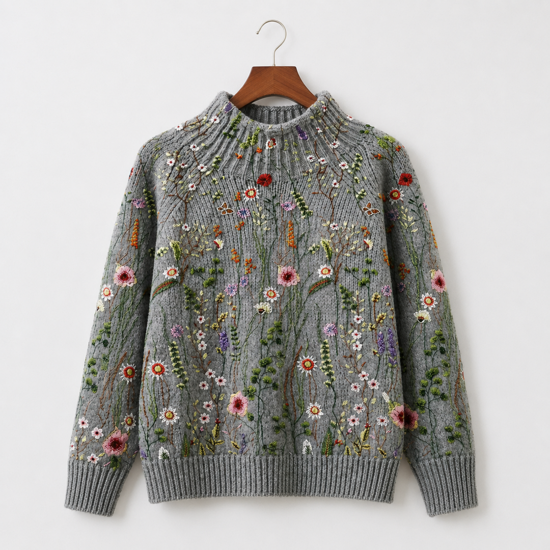 Adorelia - Soft-Touch Floral Knit Sweater