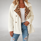 Aerona - Soft-Touch Leopard-Print Teddy Coat