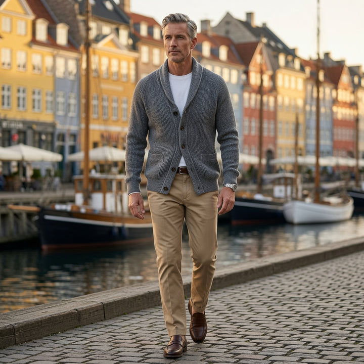 Bevan - Textured Shawl Collar Cardigan