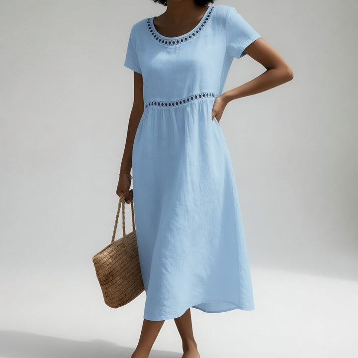 Anissa - Soft-Touch Embroidered Midi Dress