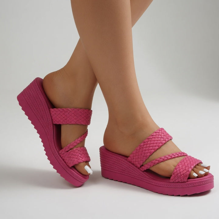 Whitley - Braided Platform Slide Sandals