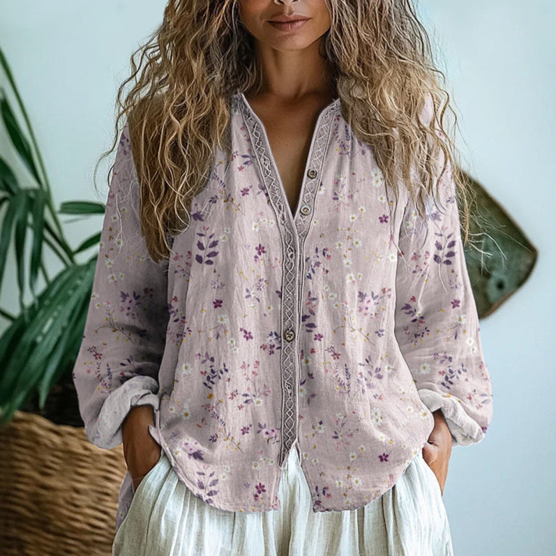 Lurellea - Soft-Touch Leaf-Print Blouse