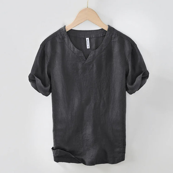 Hynara - Breezy Linen V-Neck Shirt