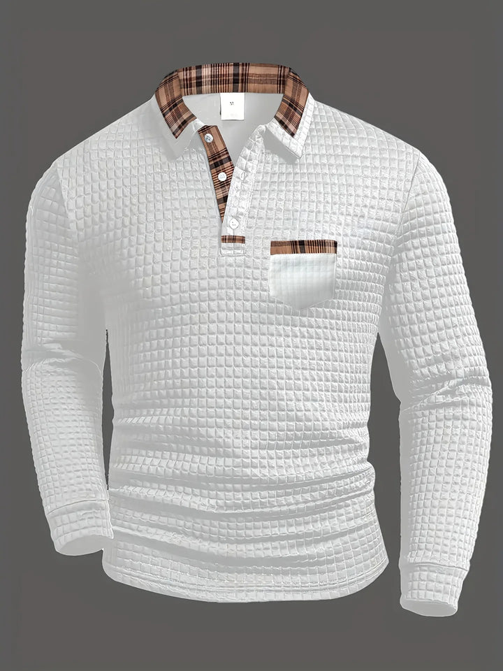 Arlen - Soft-Touch Long-Sleeve Checked Polo Shirt