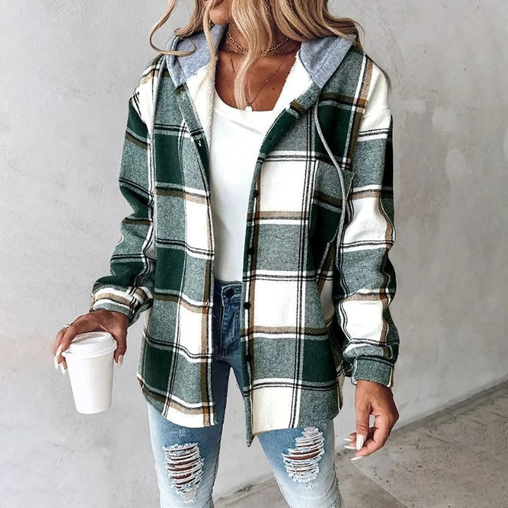 Marla - Plaid Layered Hooded Shirt Jacket