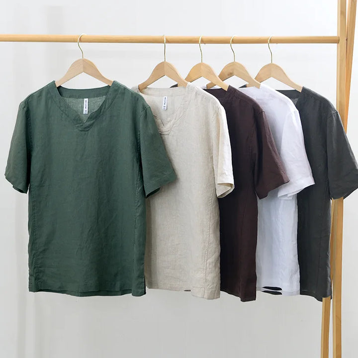 Hynara - Breezy Linen V-Neck Shirt